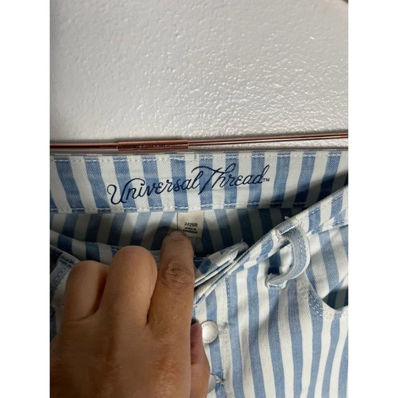 Universal Thread Womens Button Fly High Rise Skinny Jeans Blue Stripes Sz 2/26R - Picture 10 of 12